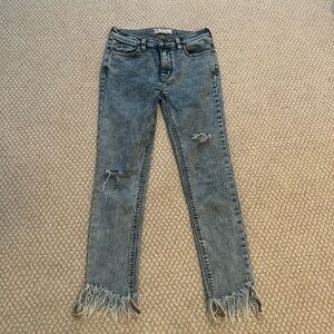 free people cropped frayed denim